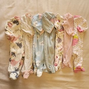 Baby girl bundle of 7 long sleeve pajamas  Carter's size 3 months pink blue